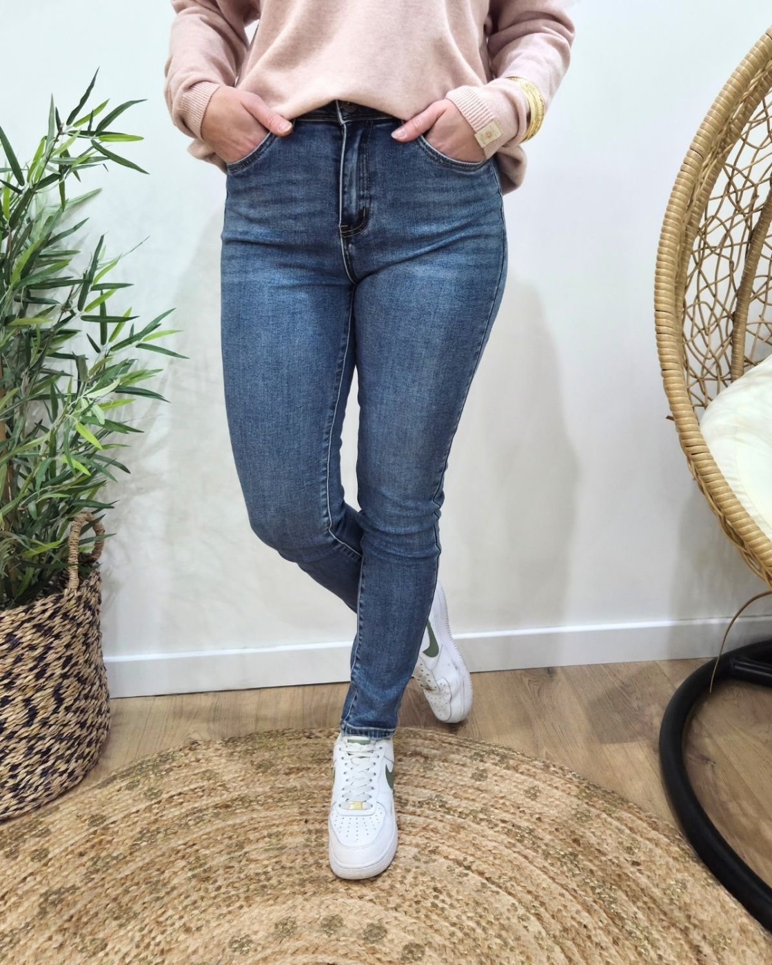 Jean femme slim power stretch bleu moyen coupe confort