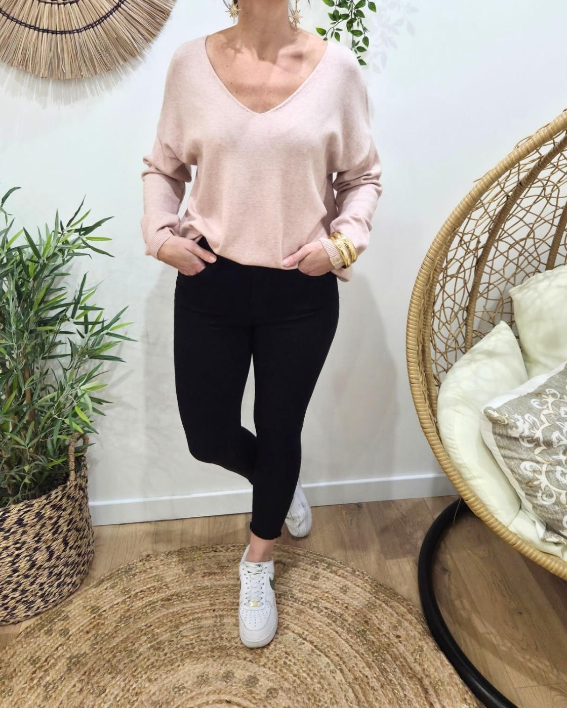 Pantalon femme marine skinny 7/8