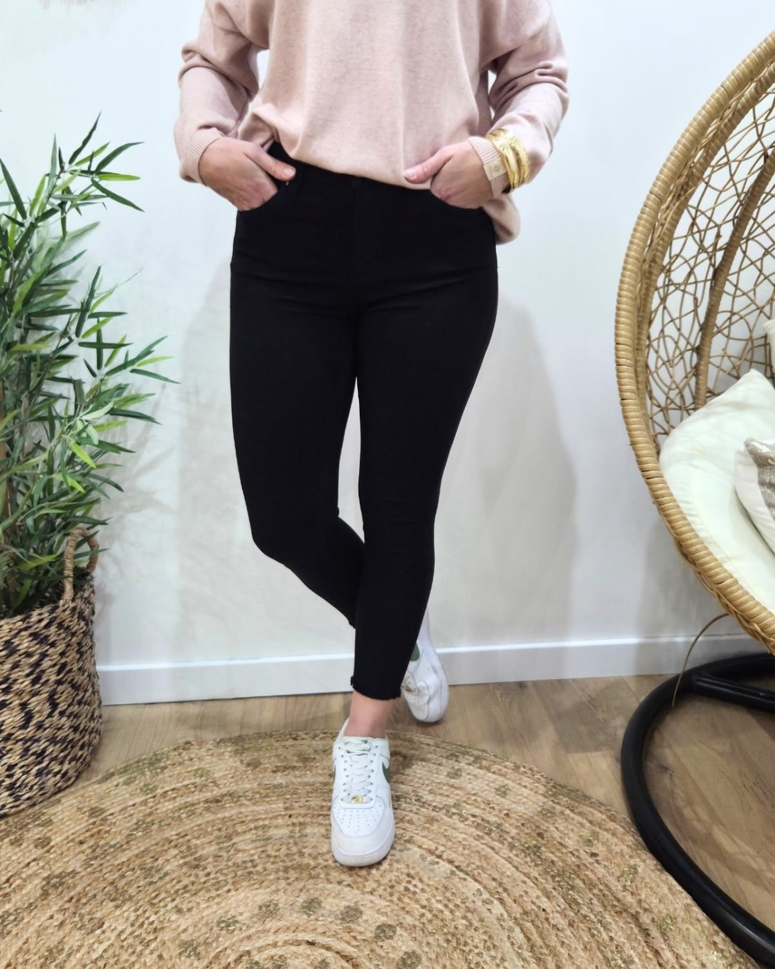 Pantalon femme marine skinny 7/8