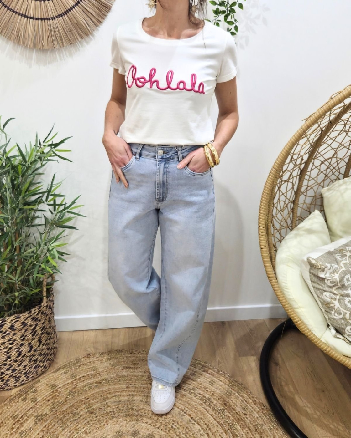 Jean femme balloon bleu clair coupe confort