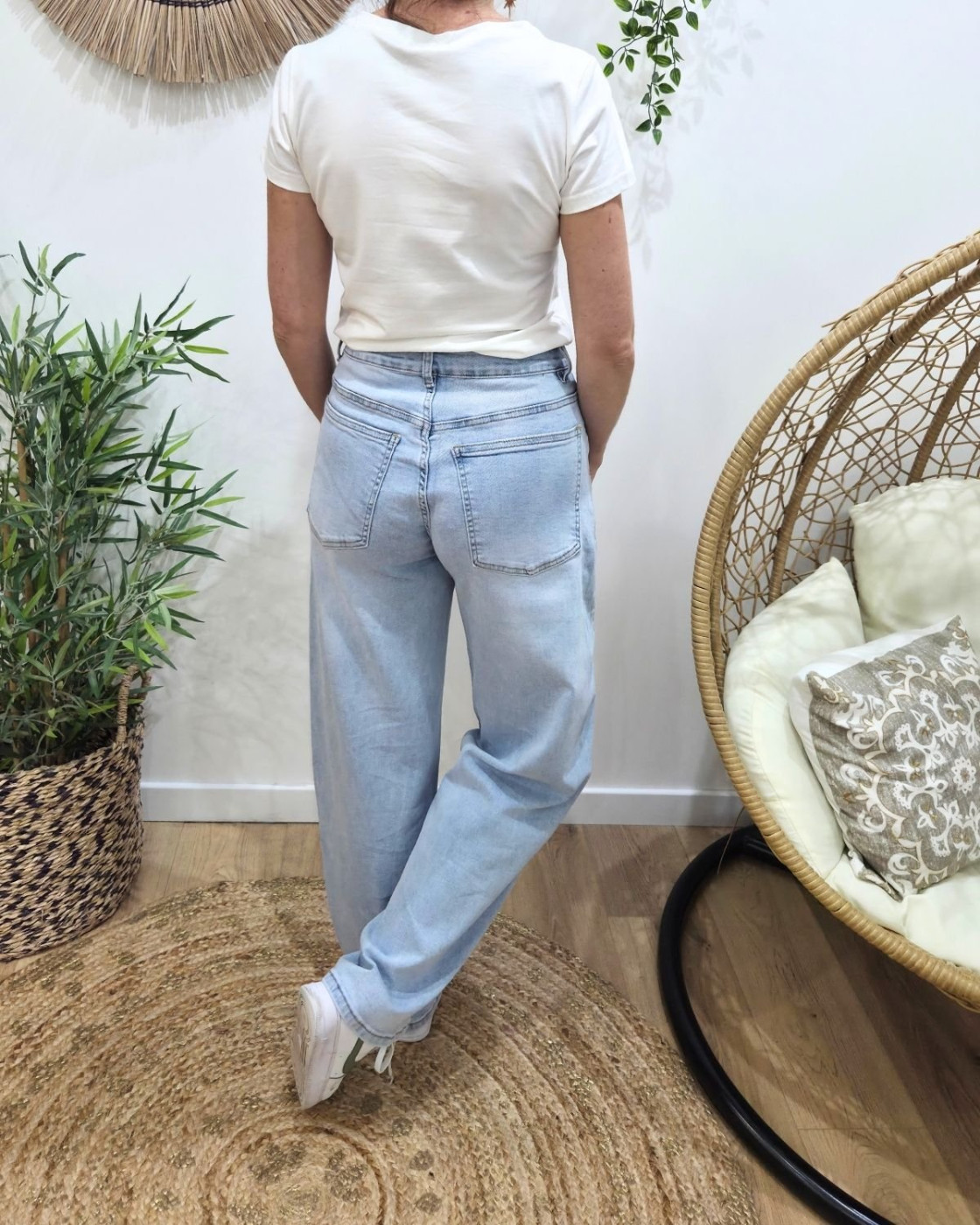 Jean femme balloon bleu clair coupe confort