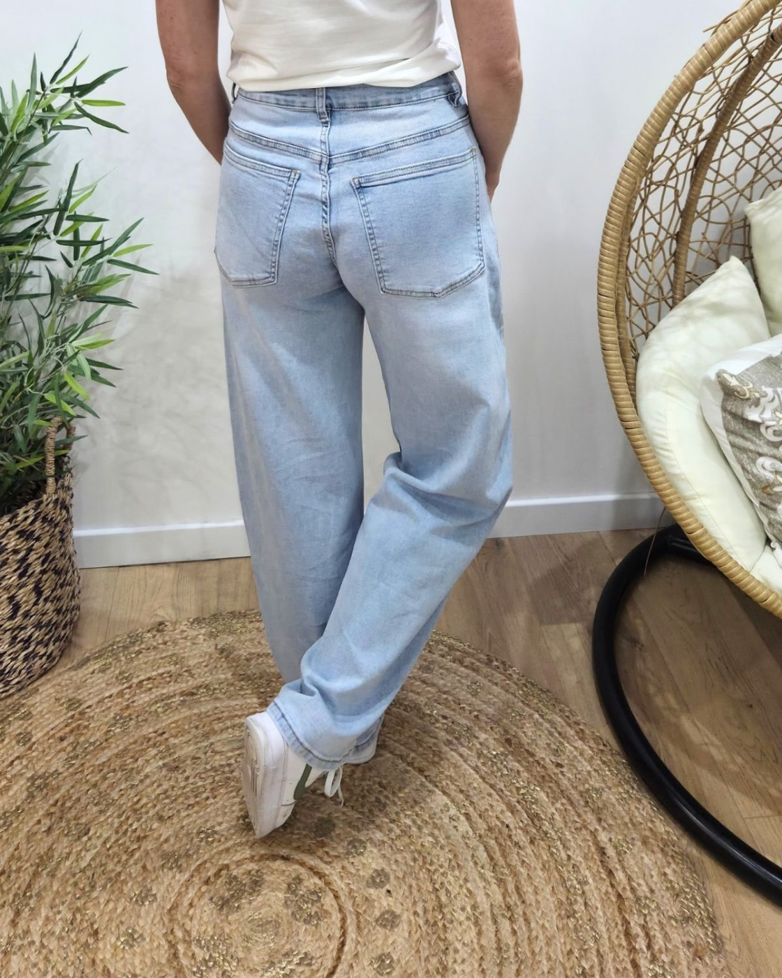 Jean femme balloon bleu clair coupe confort