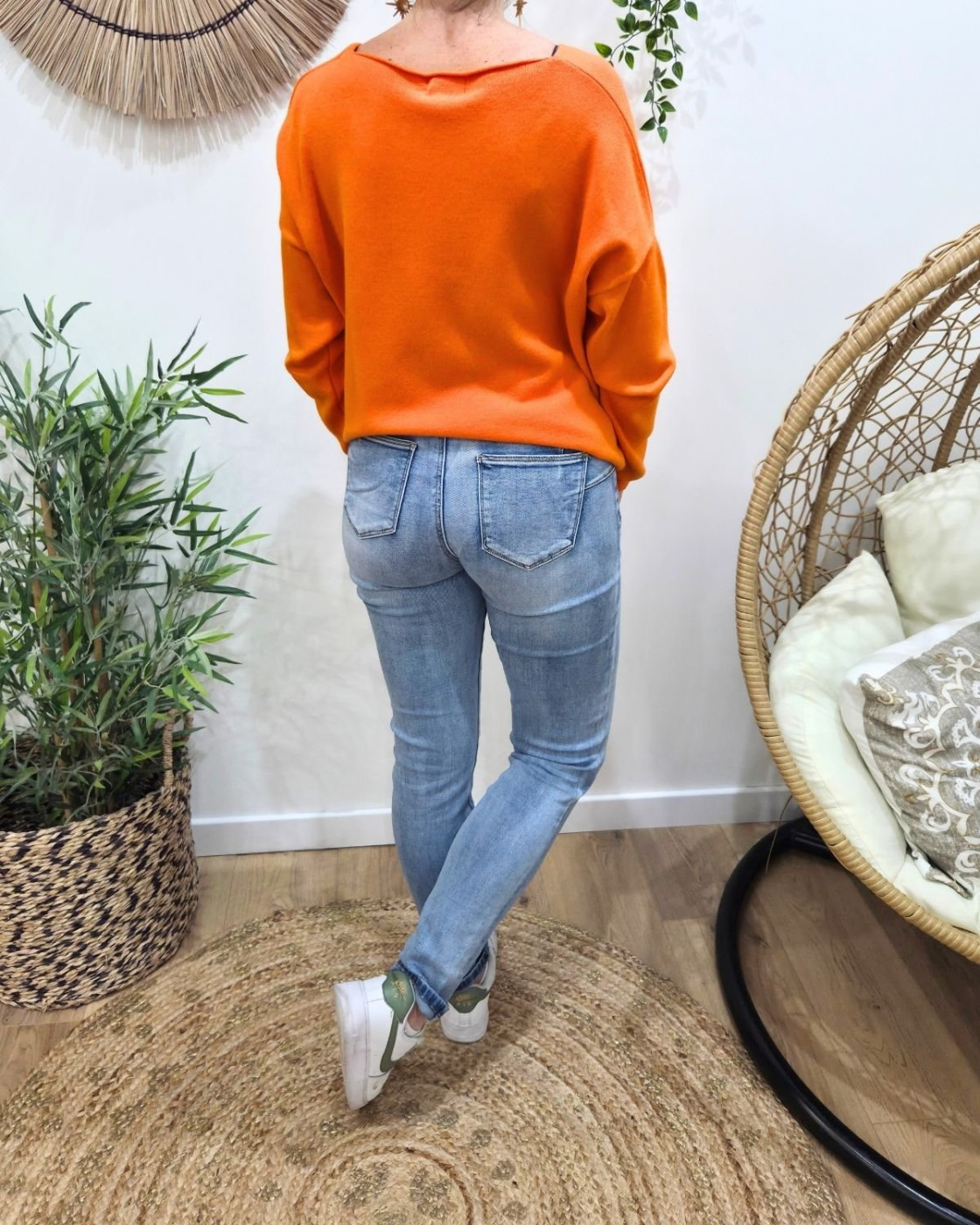 Jean femme slim power stretch push up bleu clair coupe confort +