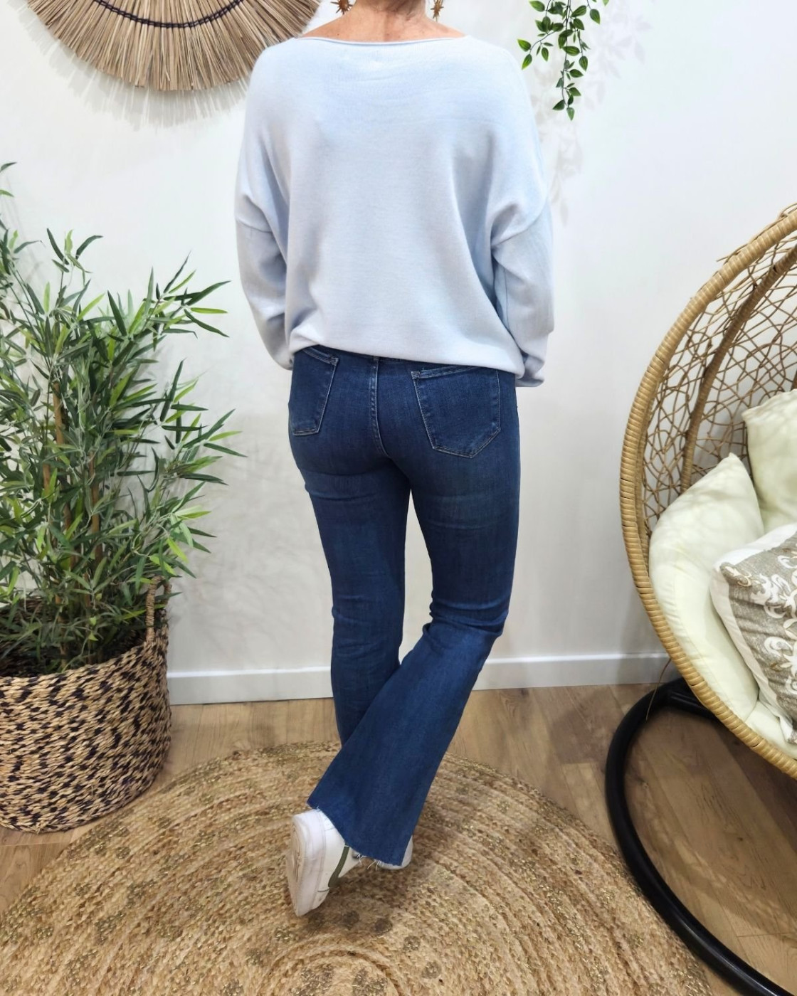 Jean femme flare bleu moyen coupe confort