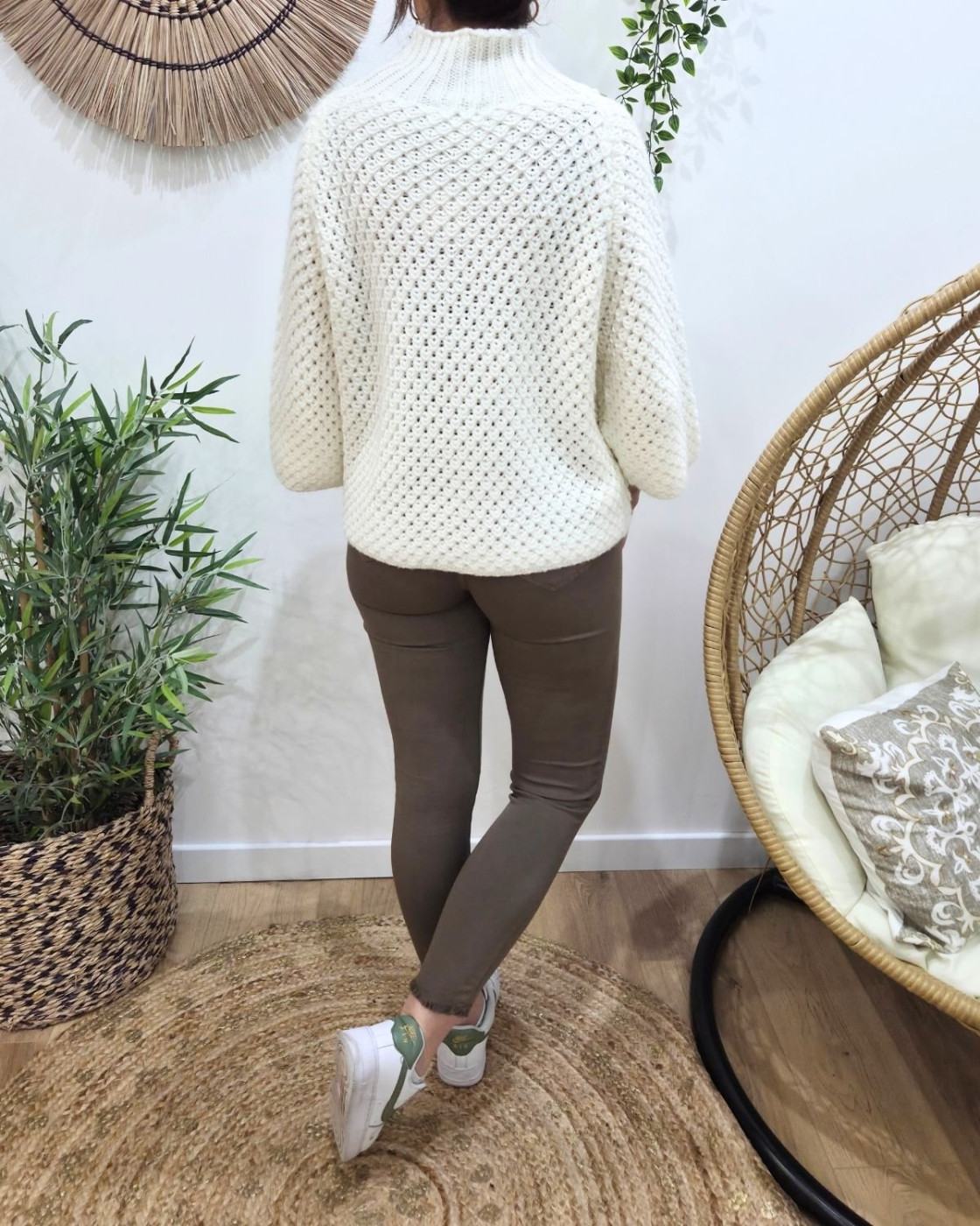 Pantalon femme taupe skinny 7/8