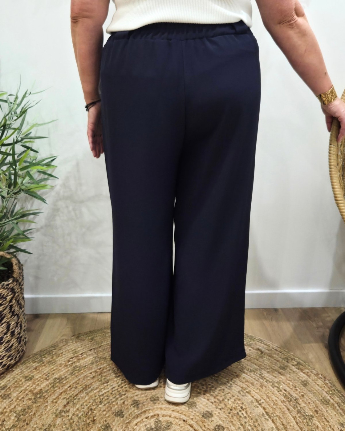 Pantalon femme élastiqué coupe large et fluide