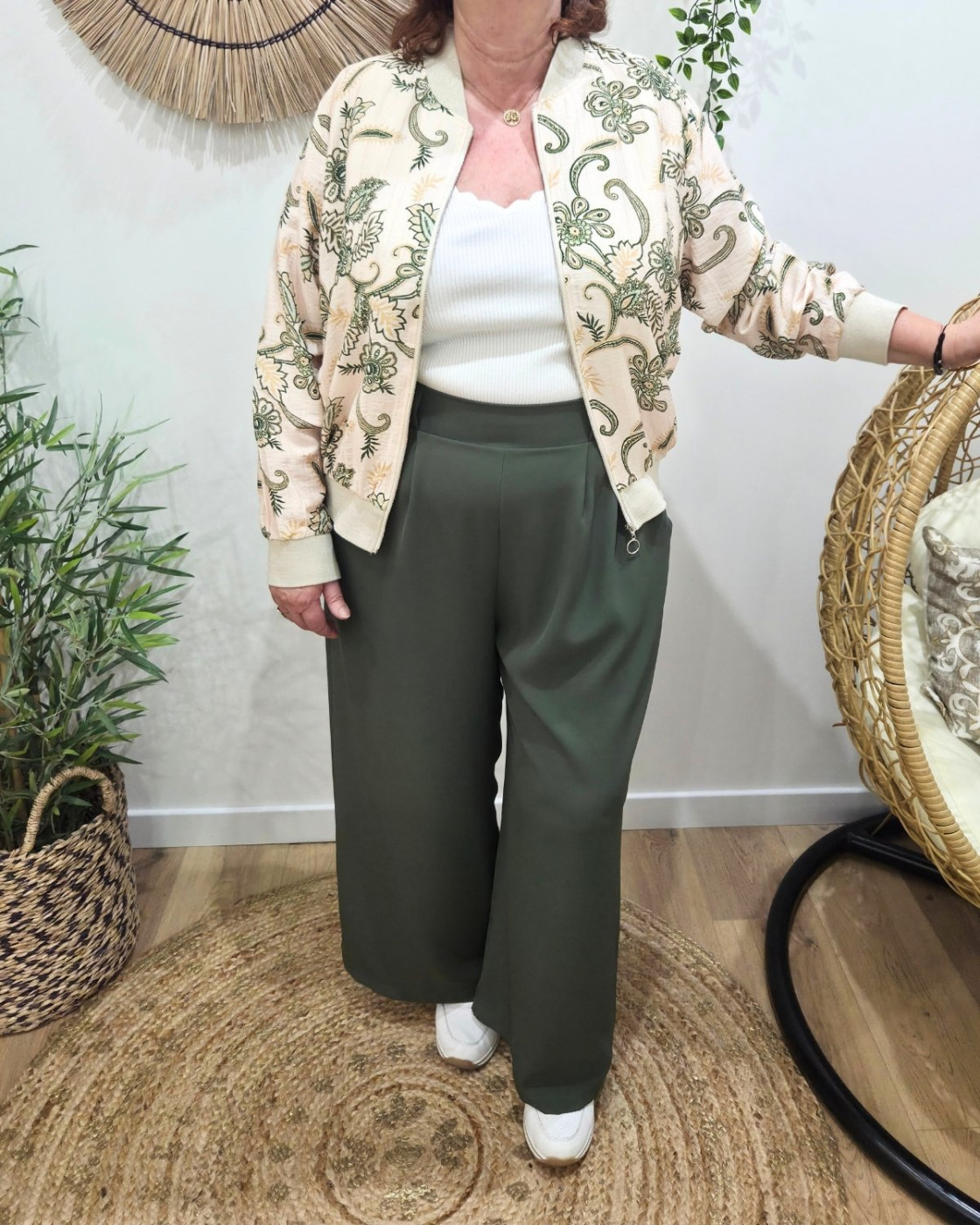 Pantalon femme élastiqué coupe large et fluide