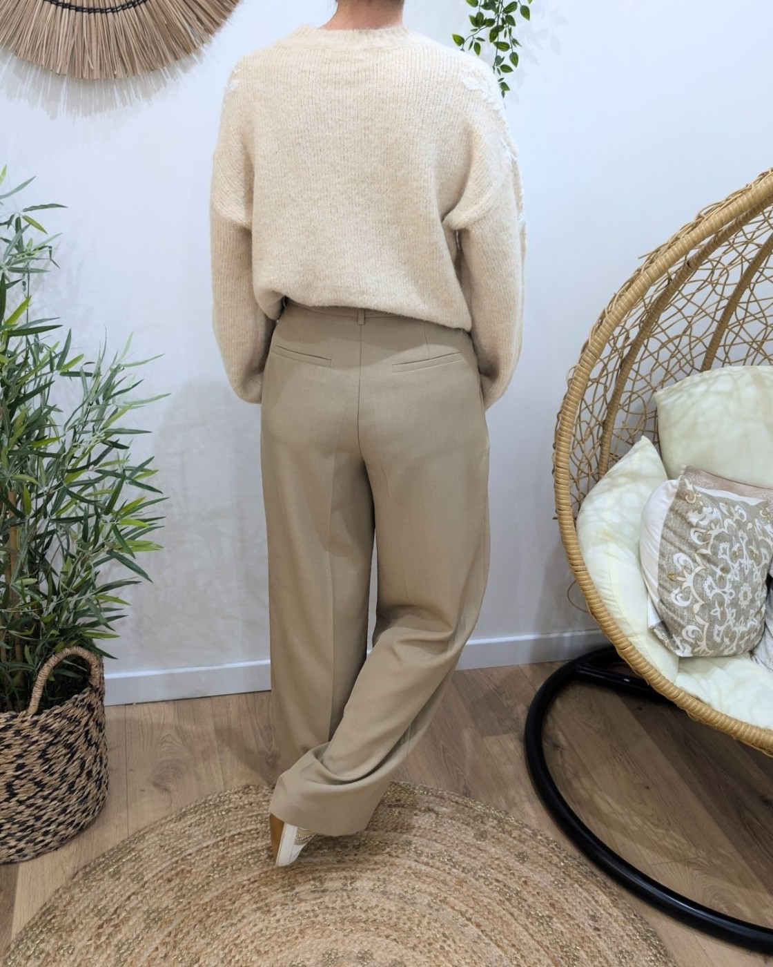 Pantalon femme fluide camel Allegra