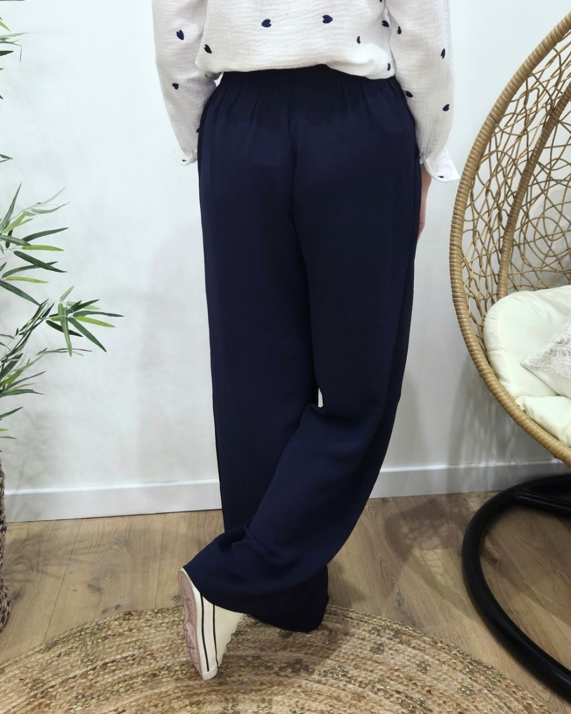 Pantalon femme fluide bleu marine Aricia