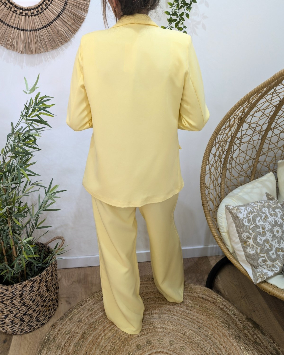 Blazer femme uni jaune Kiva