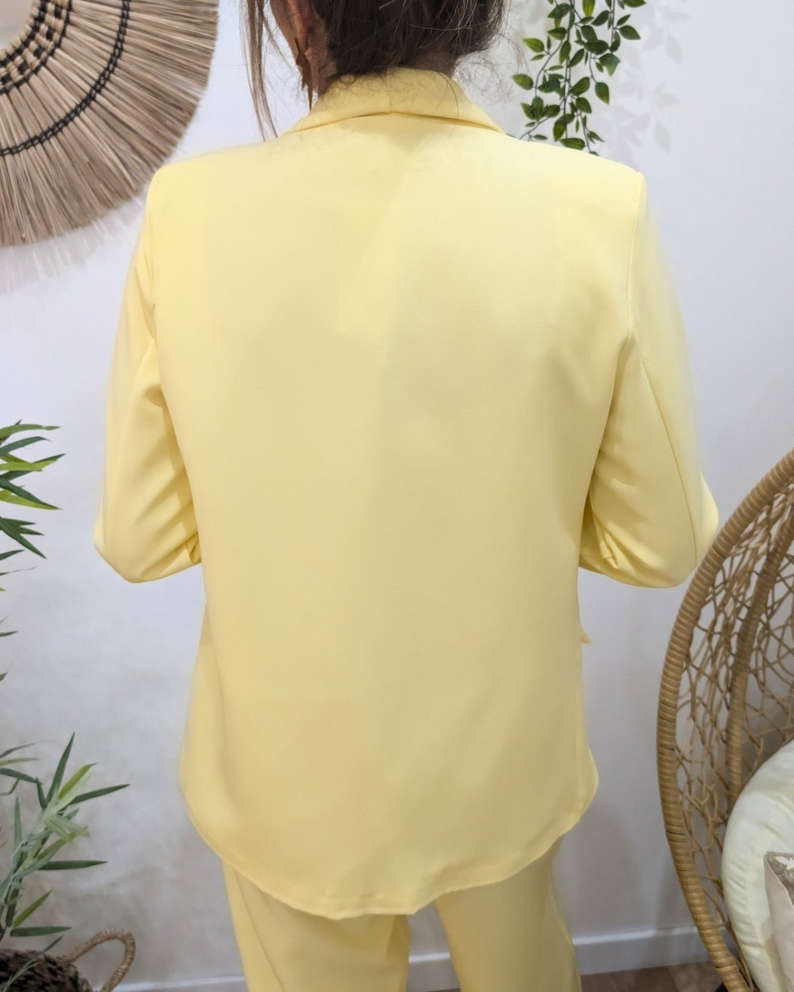 Blazer femme uni jaune Kiva