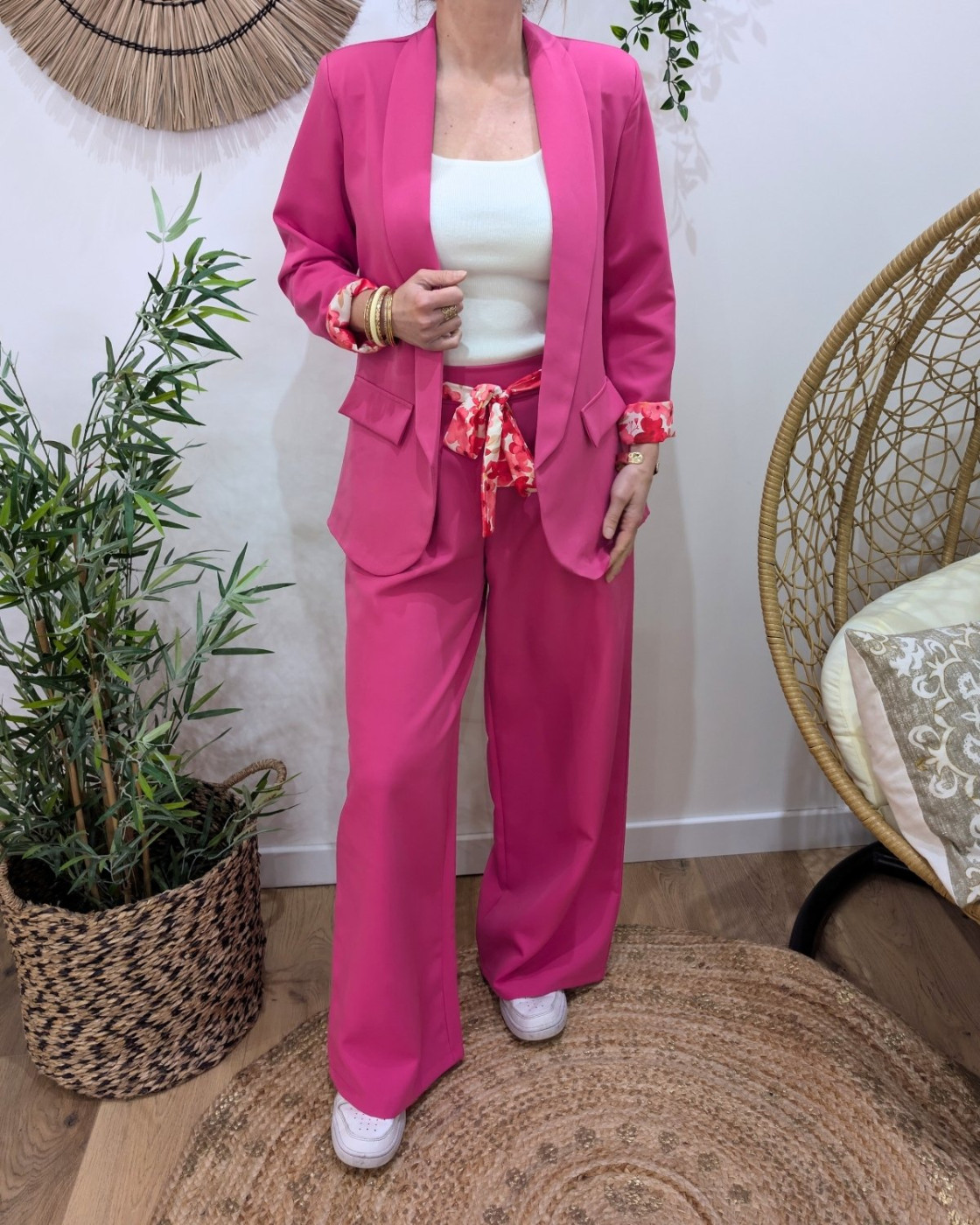 Blazer femme uni rose fuchsia Kiva