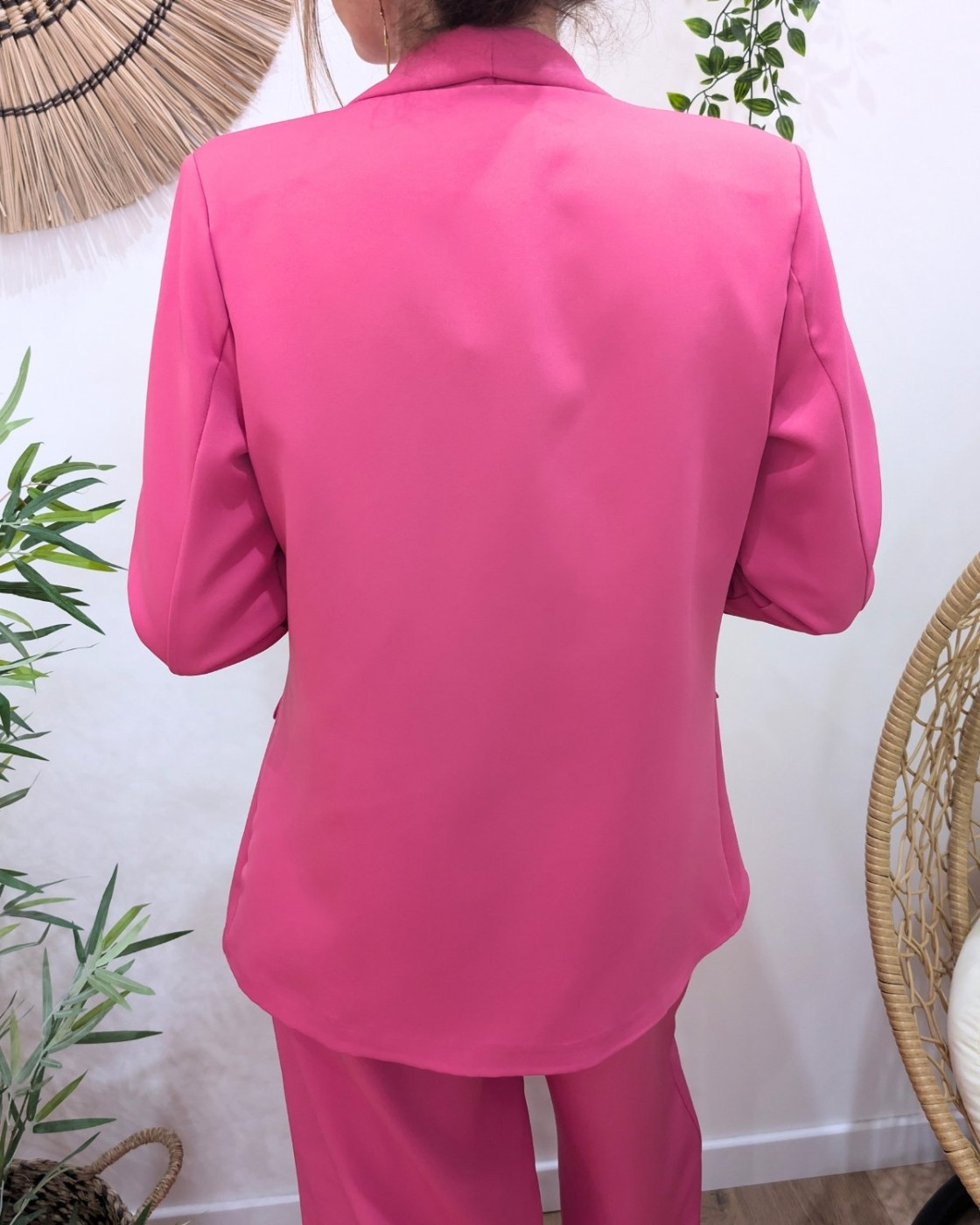 Blazer femme uni rose fuchsia Kiva