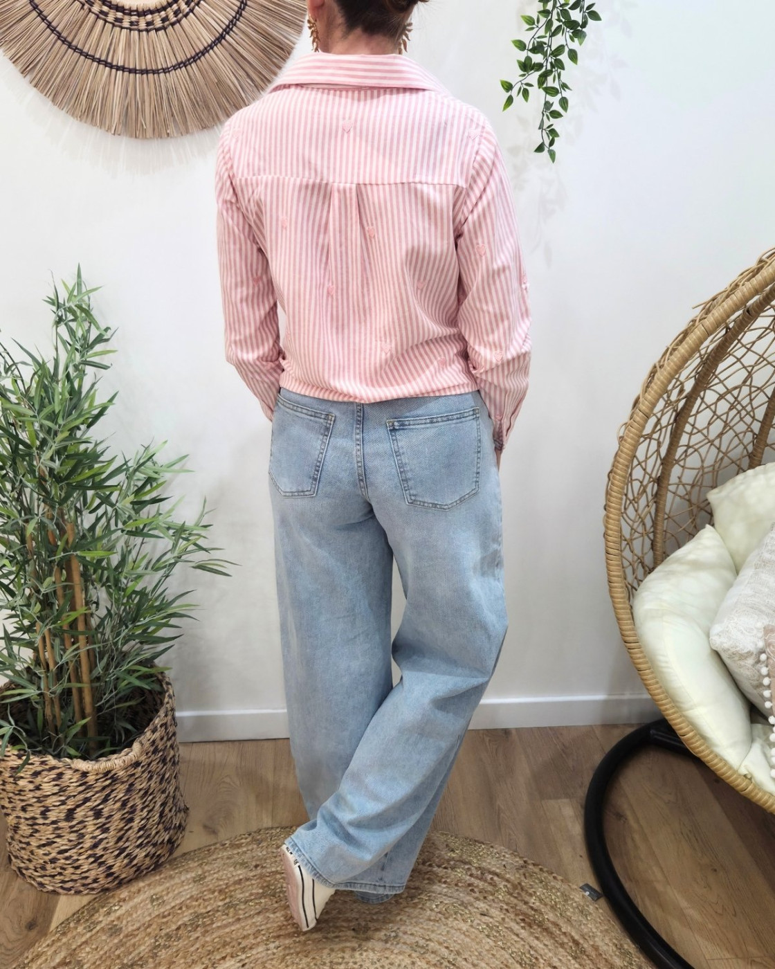 Jean femme Palazzo large bleu clair