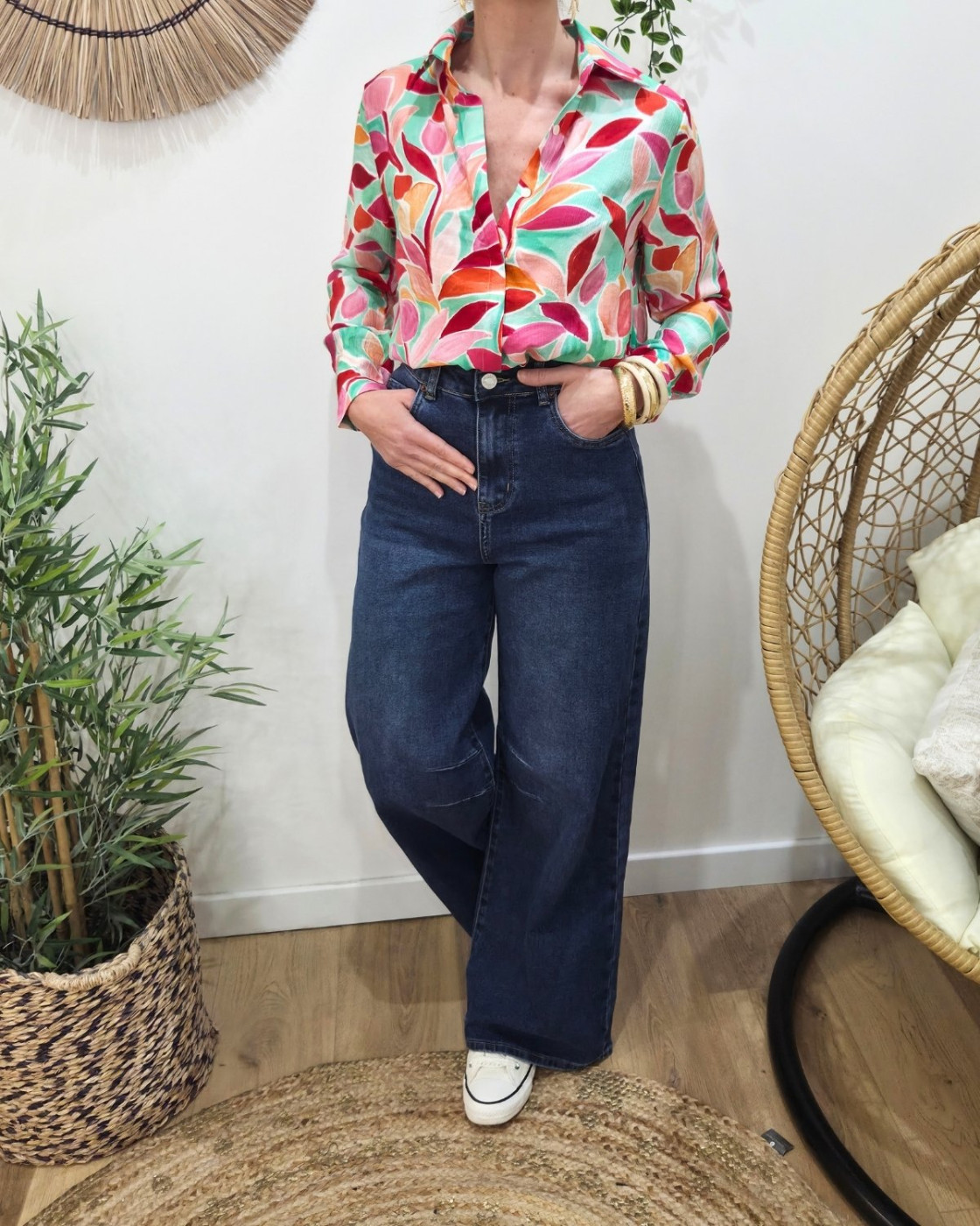 Jean femme mega baggy bleu foncé