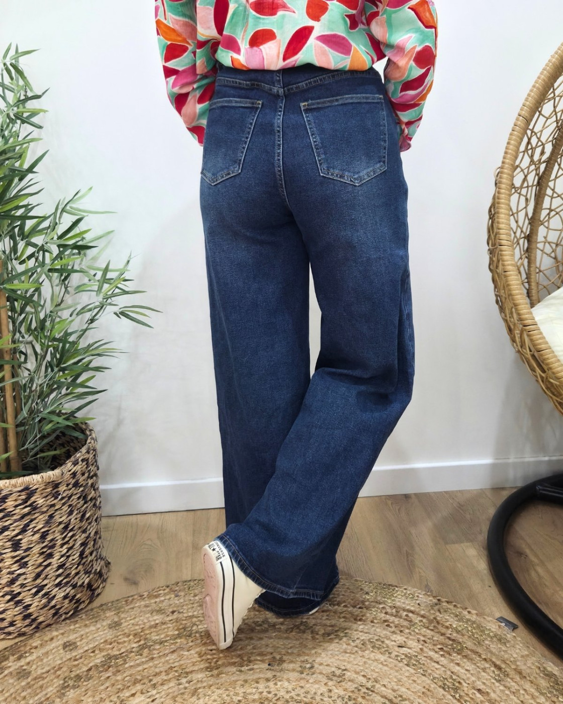 Jean femme mega baggy bleu foncé