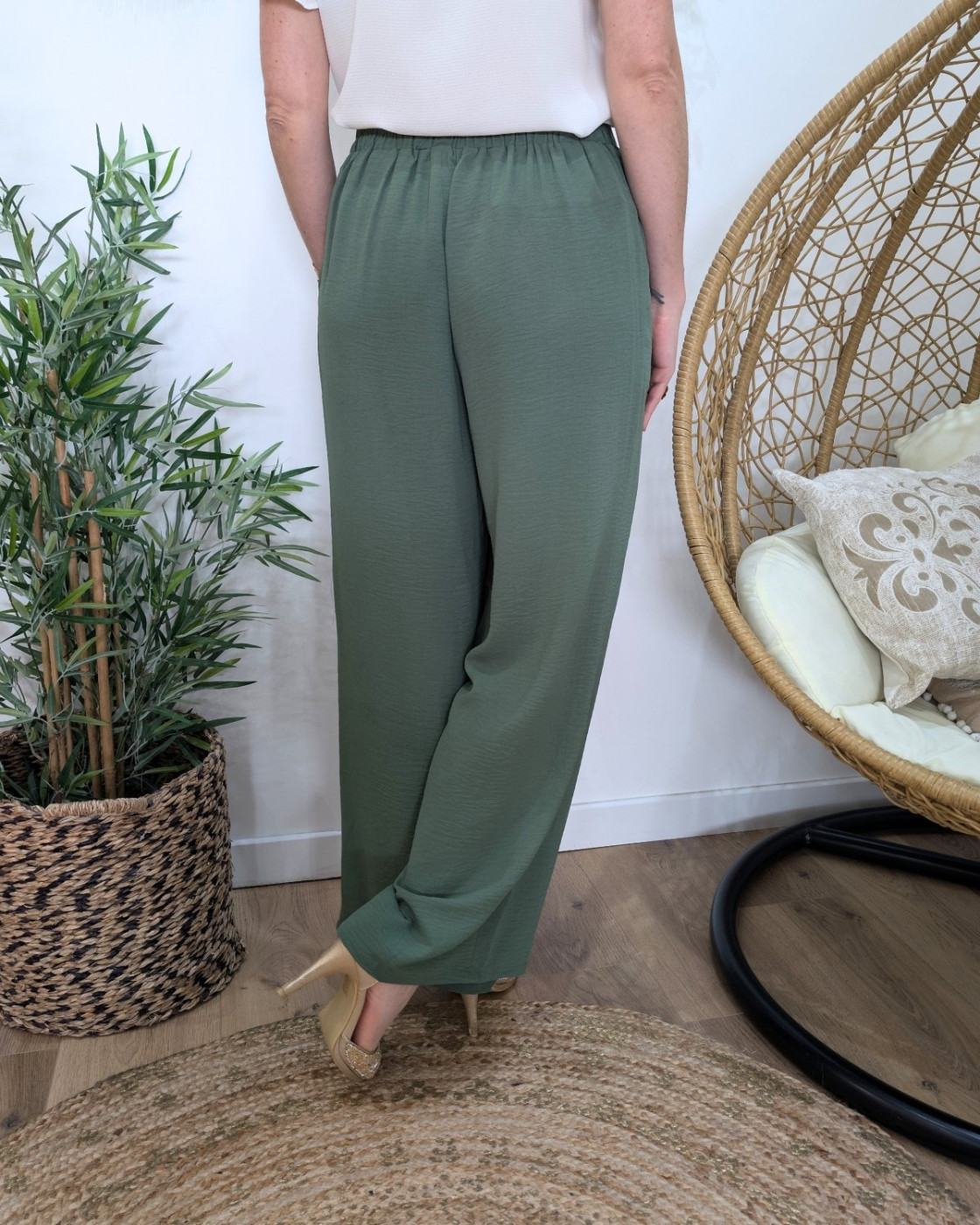 Pantalon femme fluide kaki Aricia