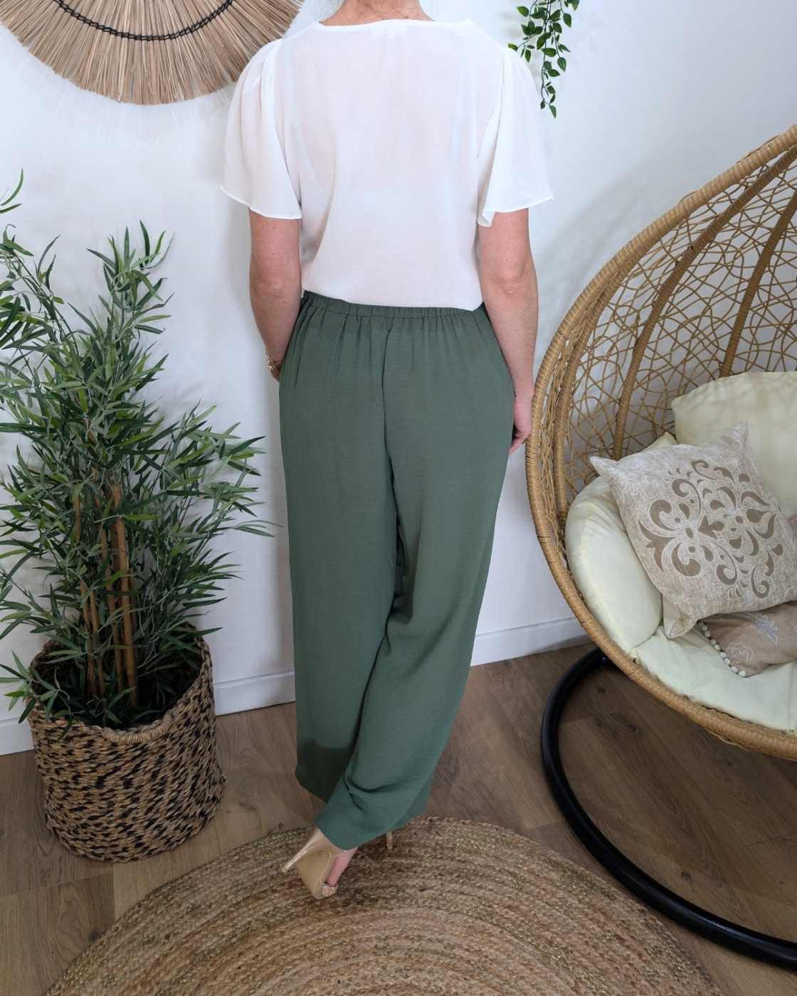 Pantalon femme fluide kaki Aricia