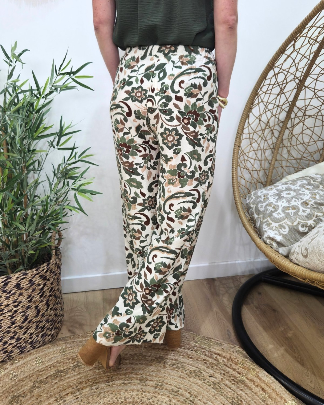 Pantalon femme fluide beige et kaki Contessa