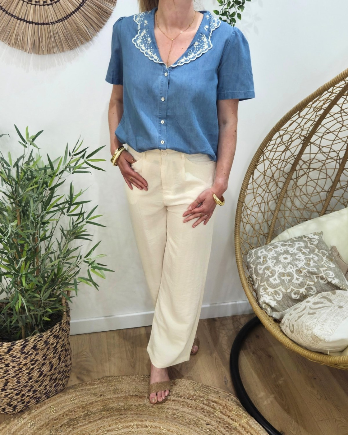 Pantalon femme fluide lin Eneko