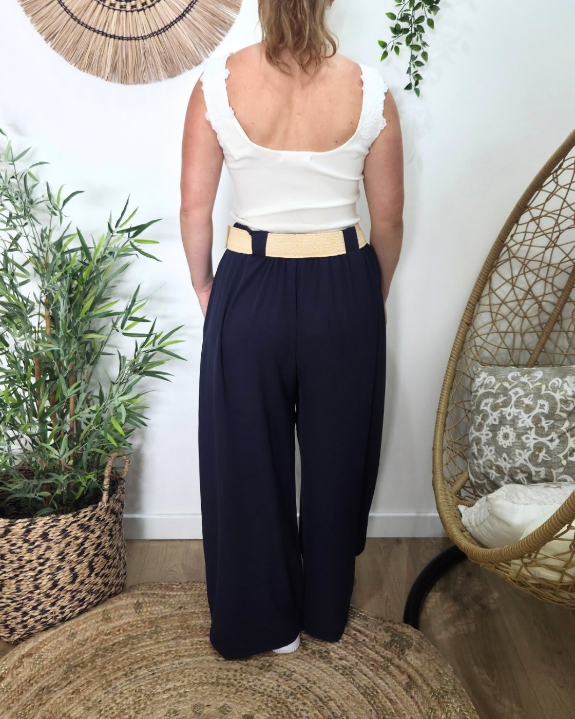 Pantalon femme élastiqué coupe large et fluide Callisto