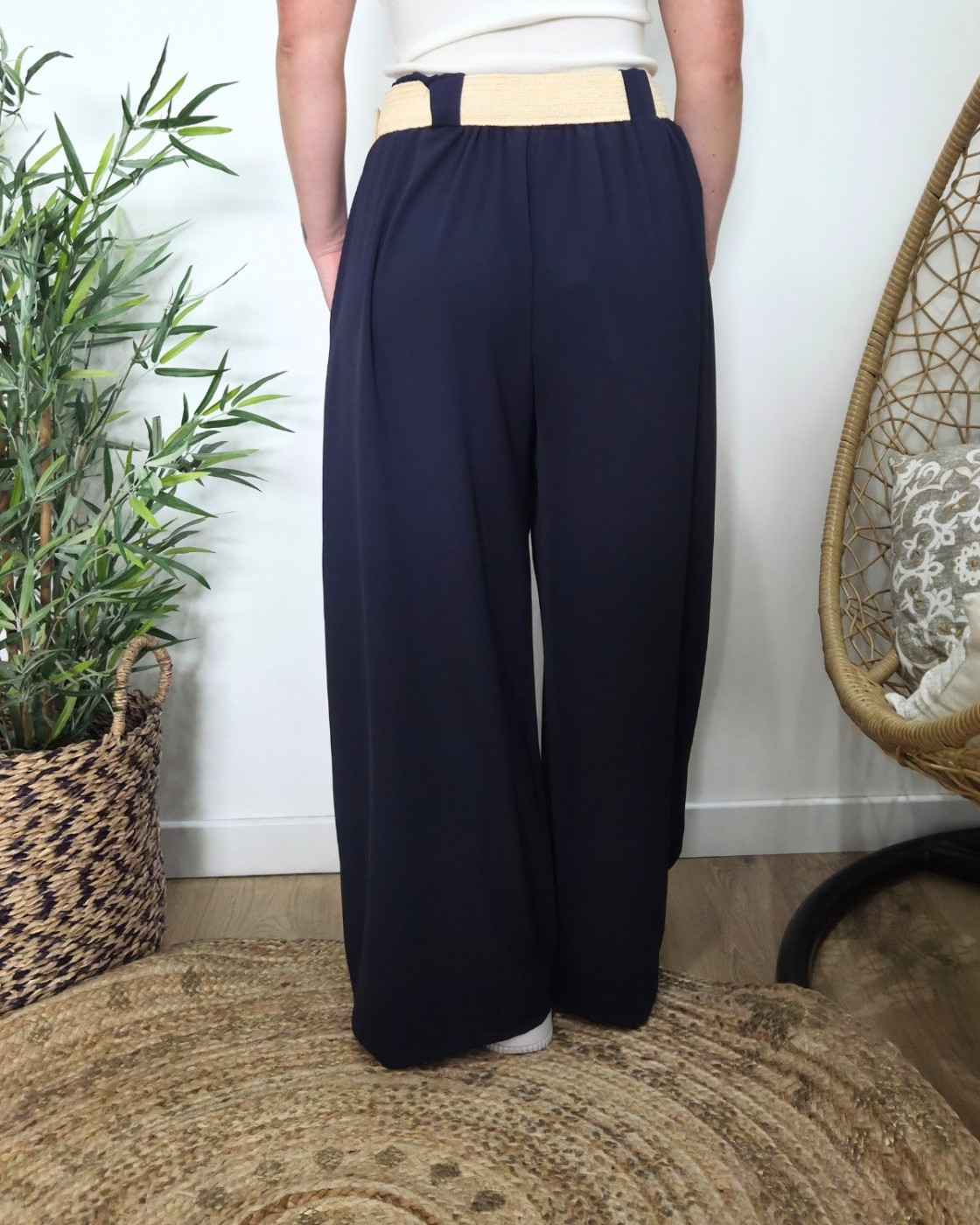 Pantalon femme élastiqué coupe large et fluide Callisto