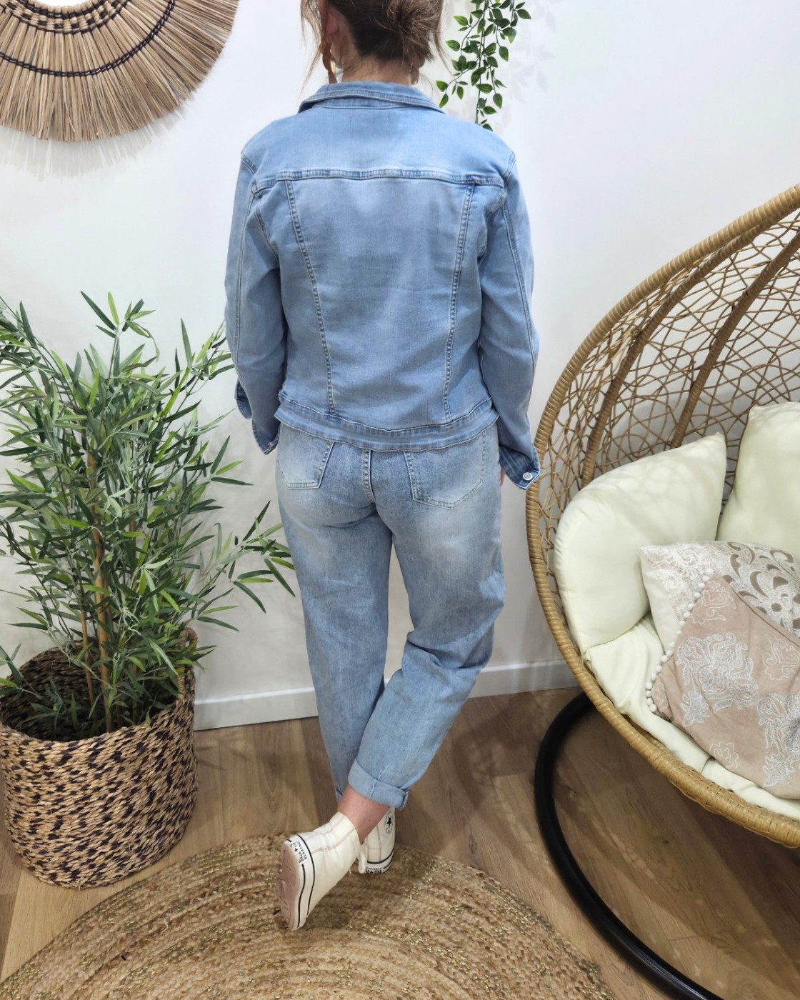 Jean balloon femme bleu clair