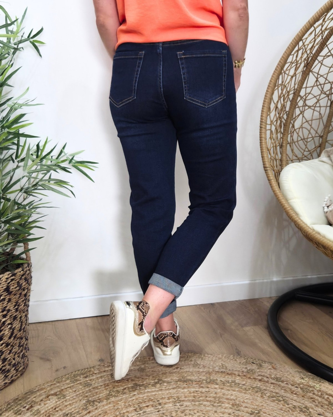 Jean femme mom bleu foncé Antonia