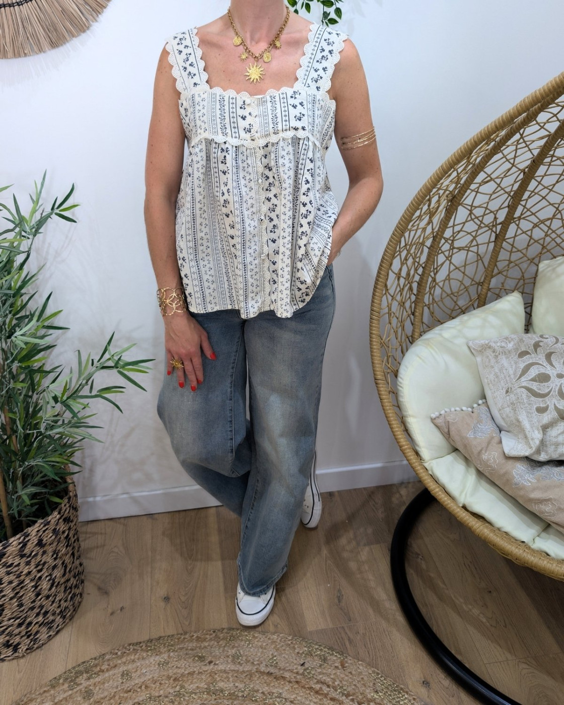 Jean femme super wide bleu vintage