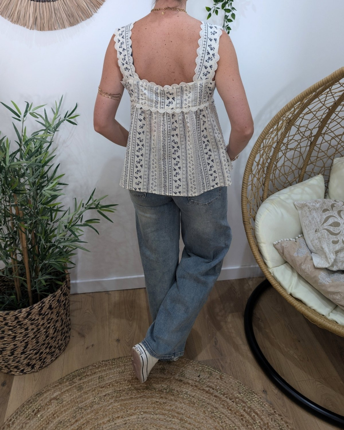 Jean femme super wide bleu vintage