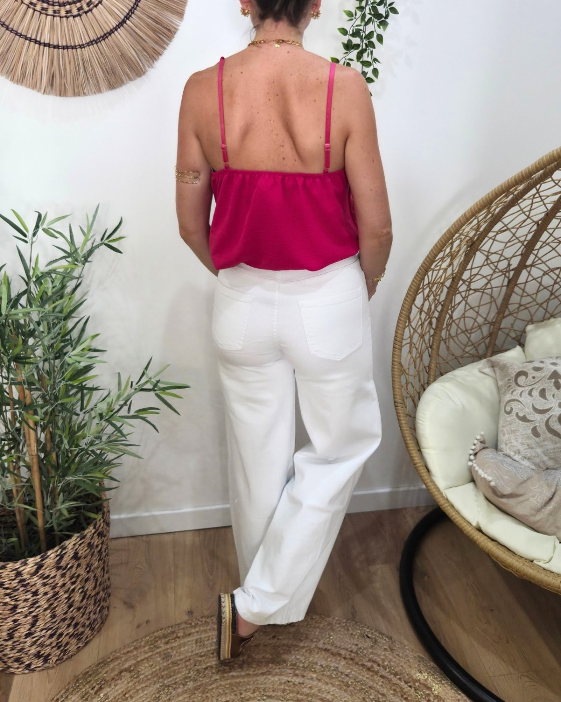 Jean femme super wide blanc