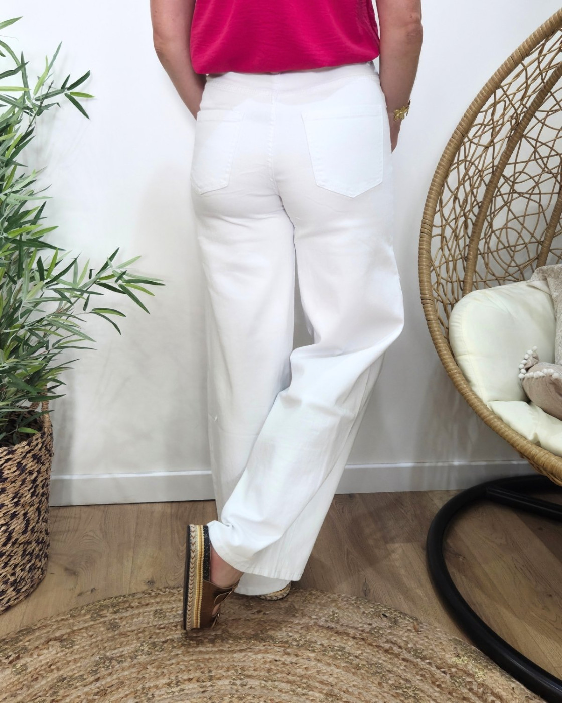 Jean femme super wide blanc