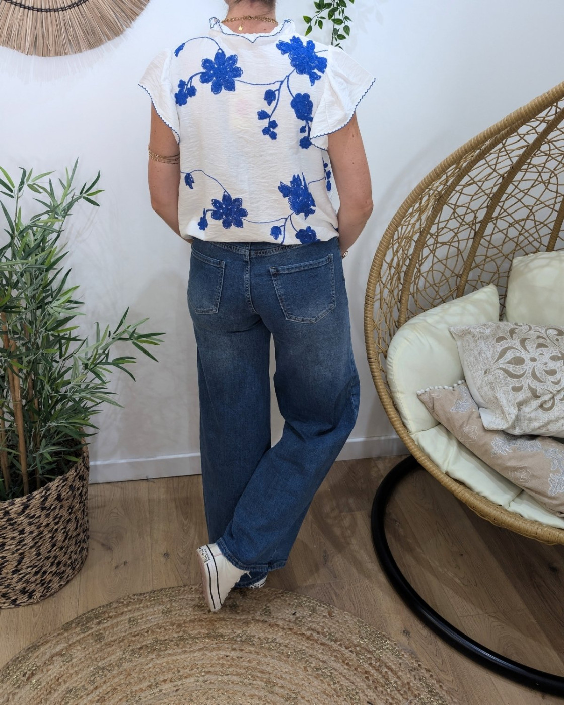 Jean femme super wide bleu moyen
