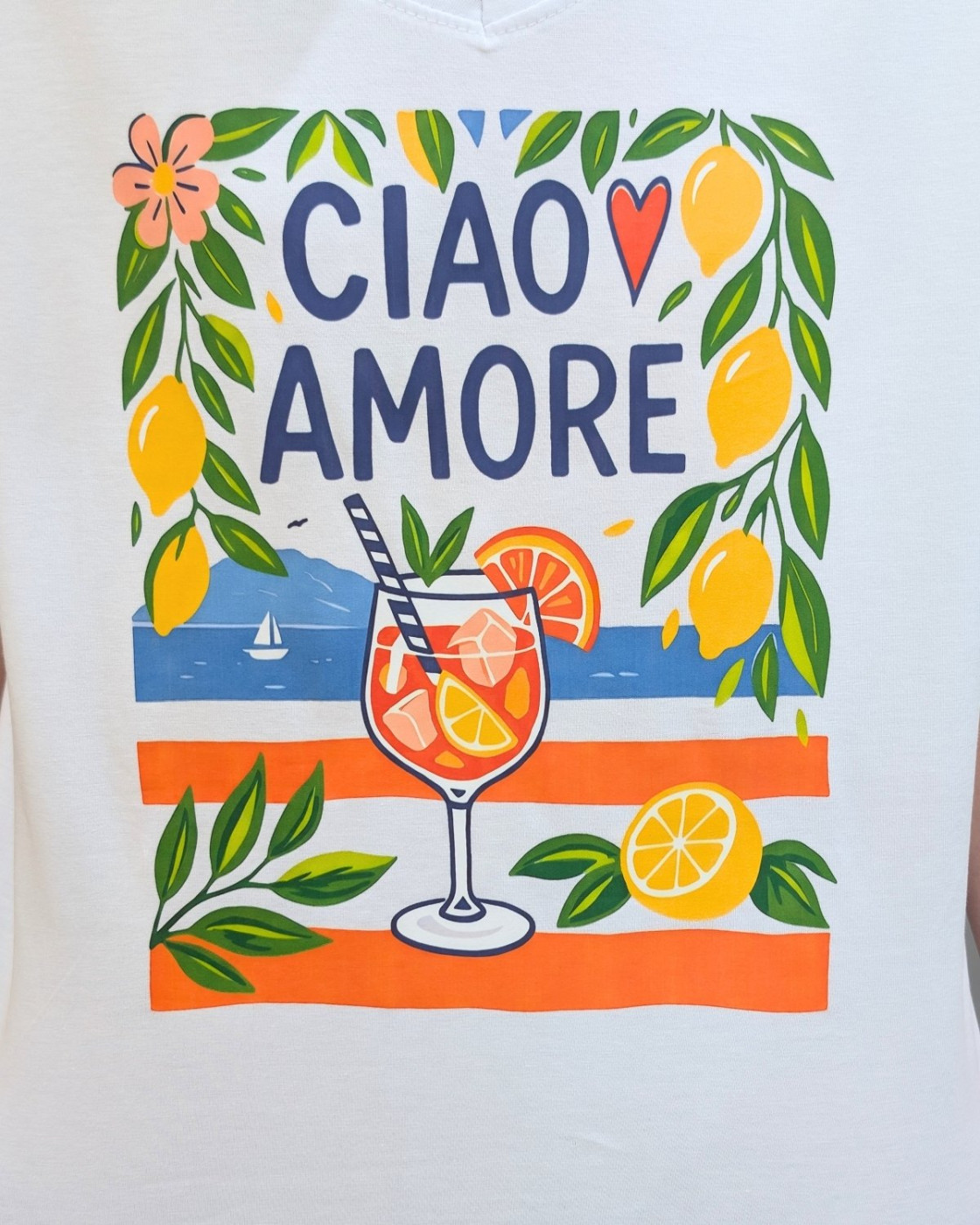 T-Shirt femme blanc Cocktail Cia Amore
