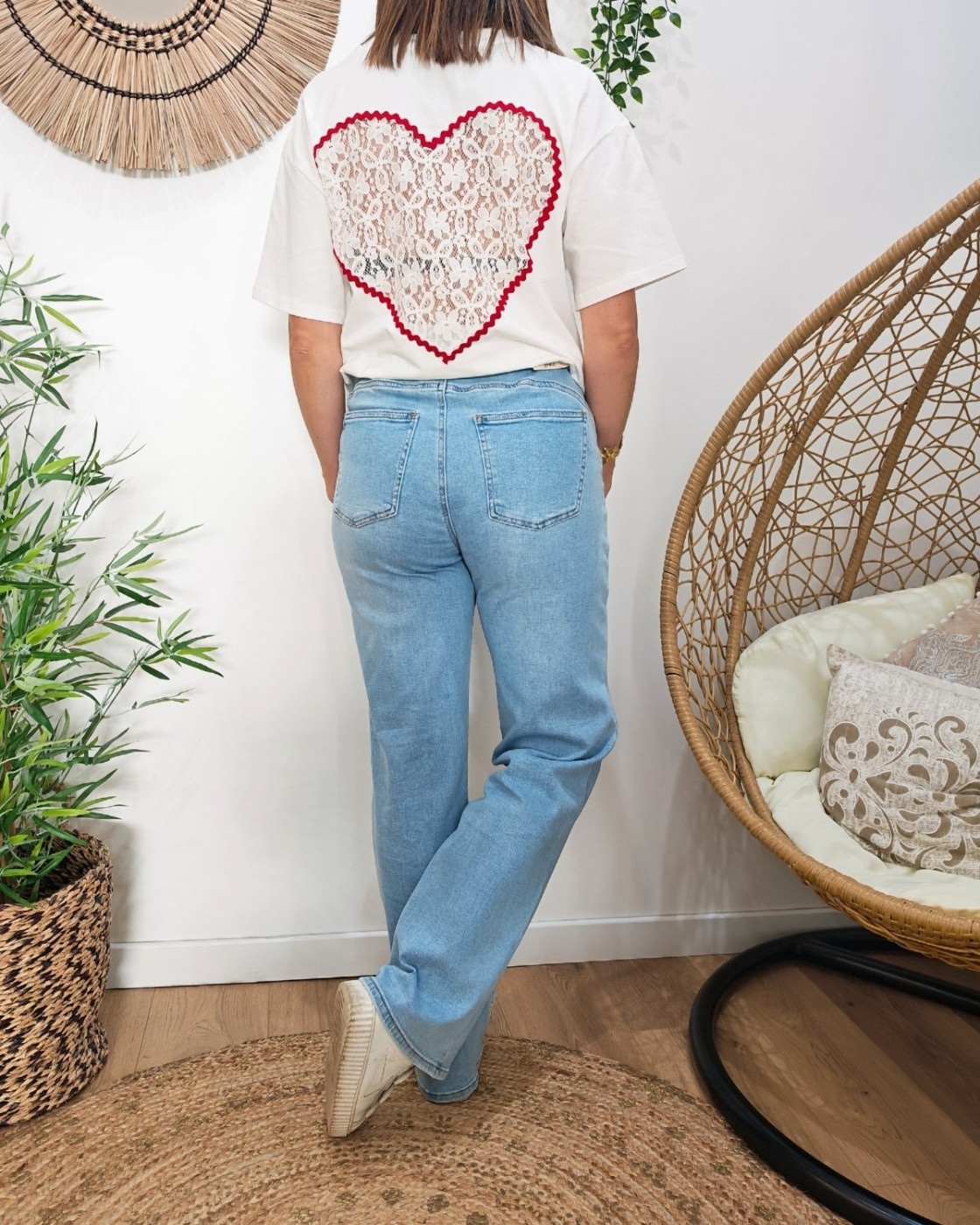 Jean femme Wide leg bleu clair coupe confort power stretch