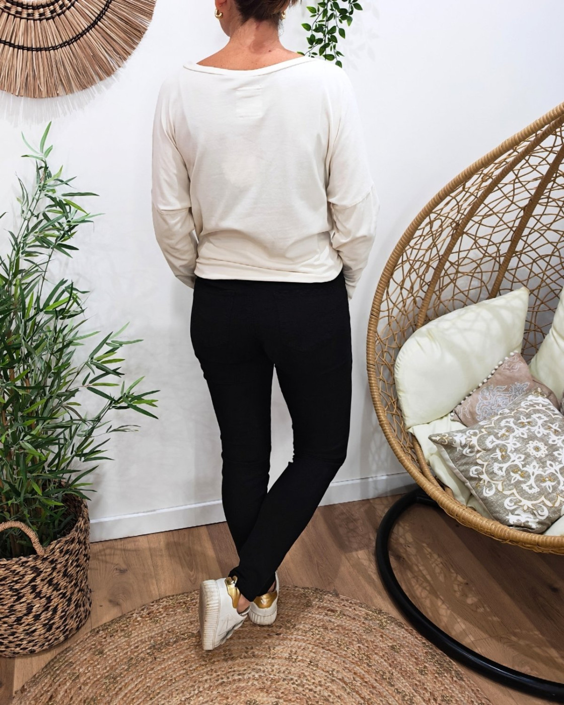 Pantalon femme noir slim coupe confort