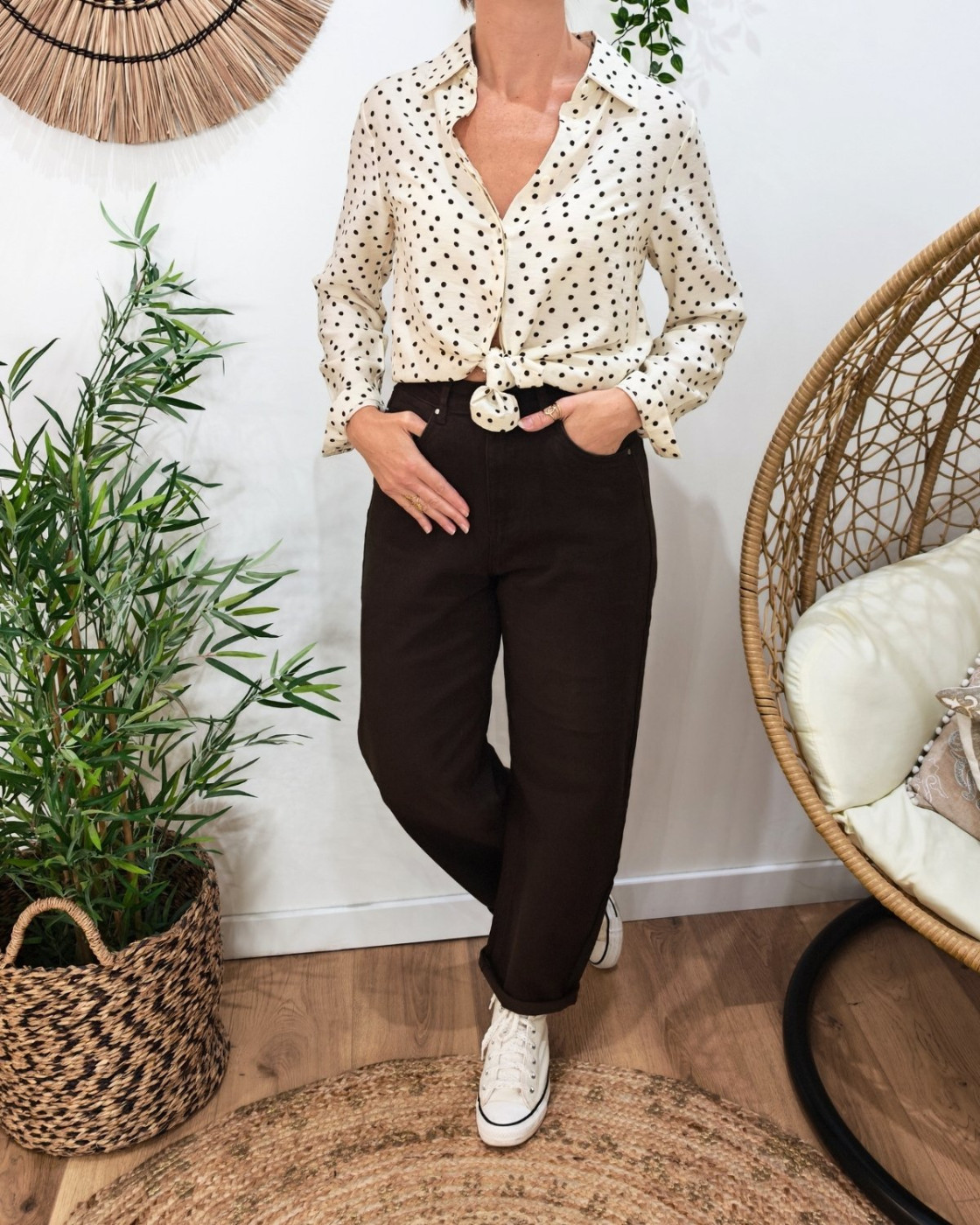 Jean femme balloon marron
