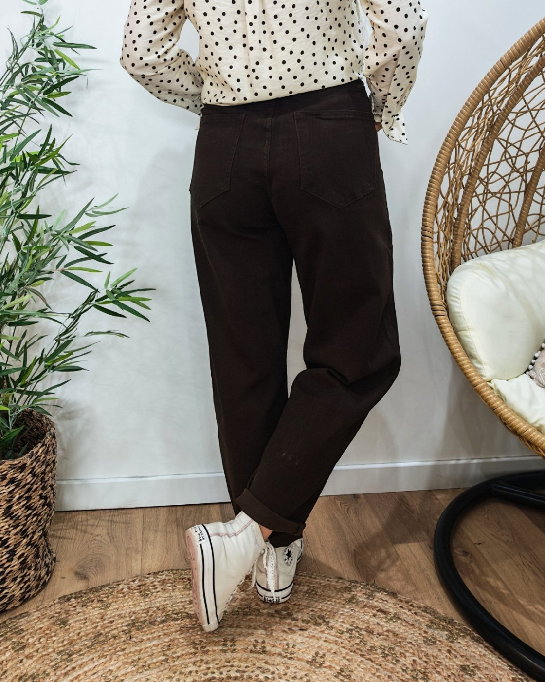 Jean femme balloon marron