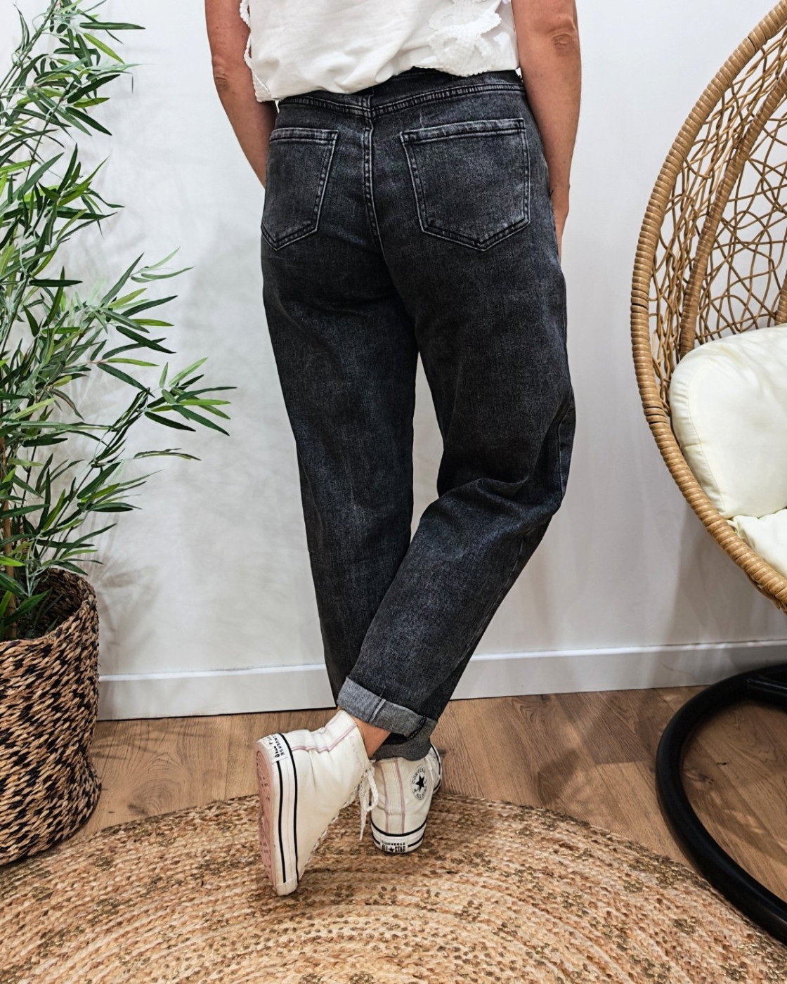 Jean balloon femme gris