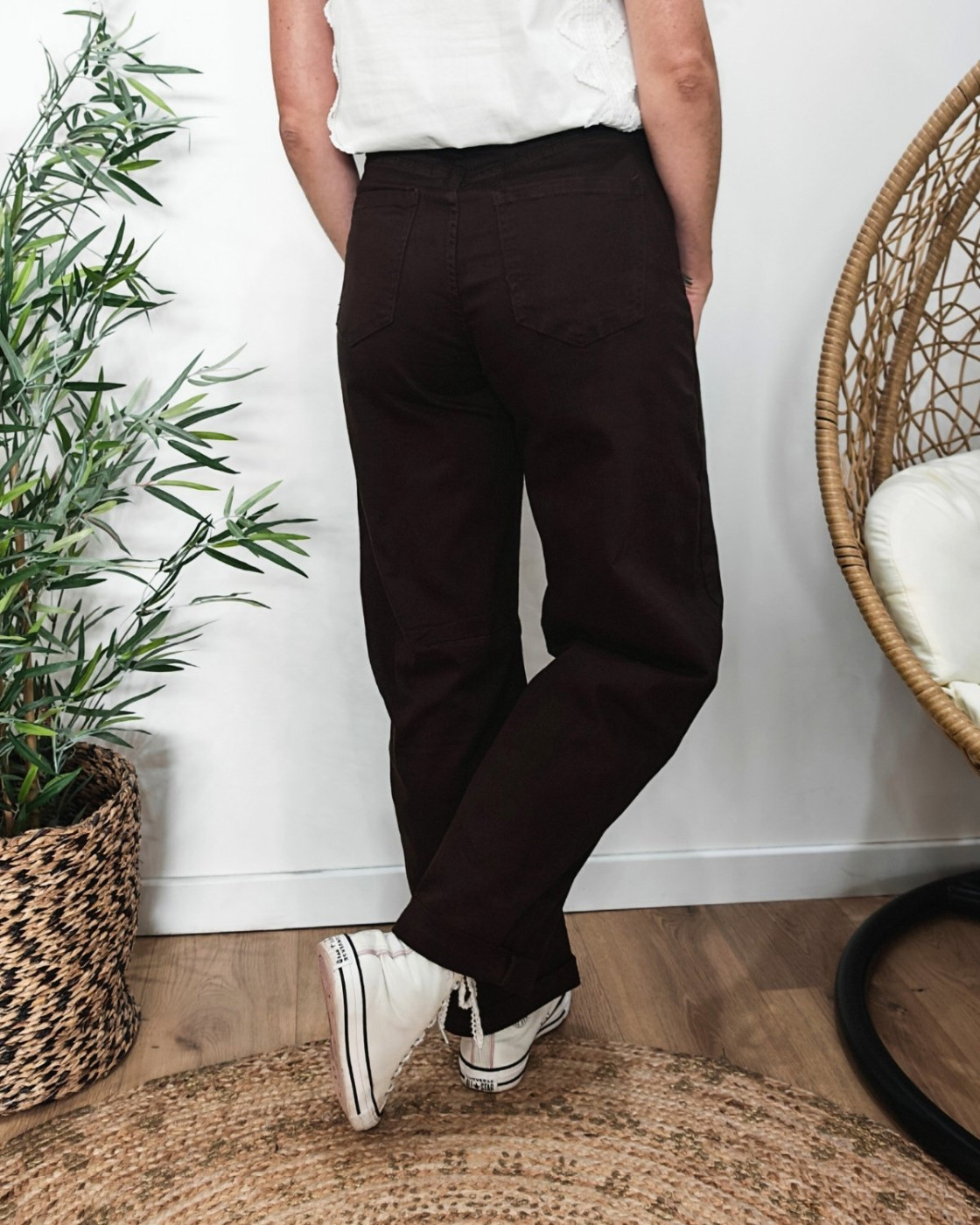 Jean femme barrel balloon marron