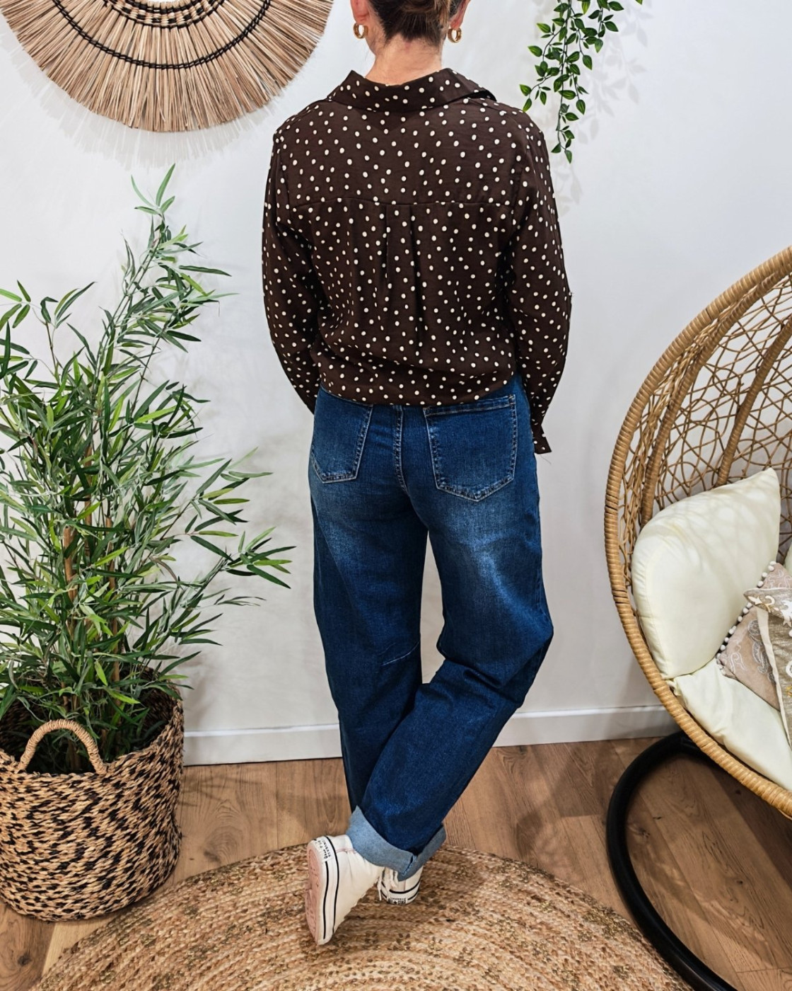 Jean femme barrel balloon bleu foncé