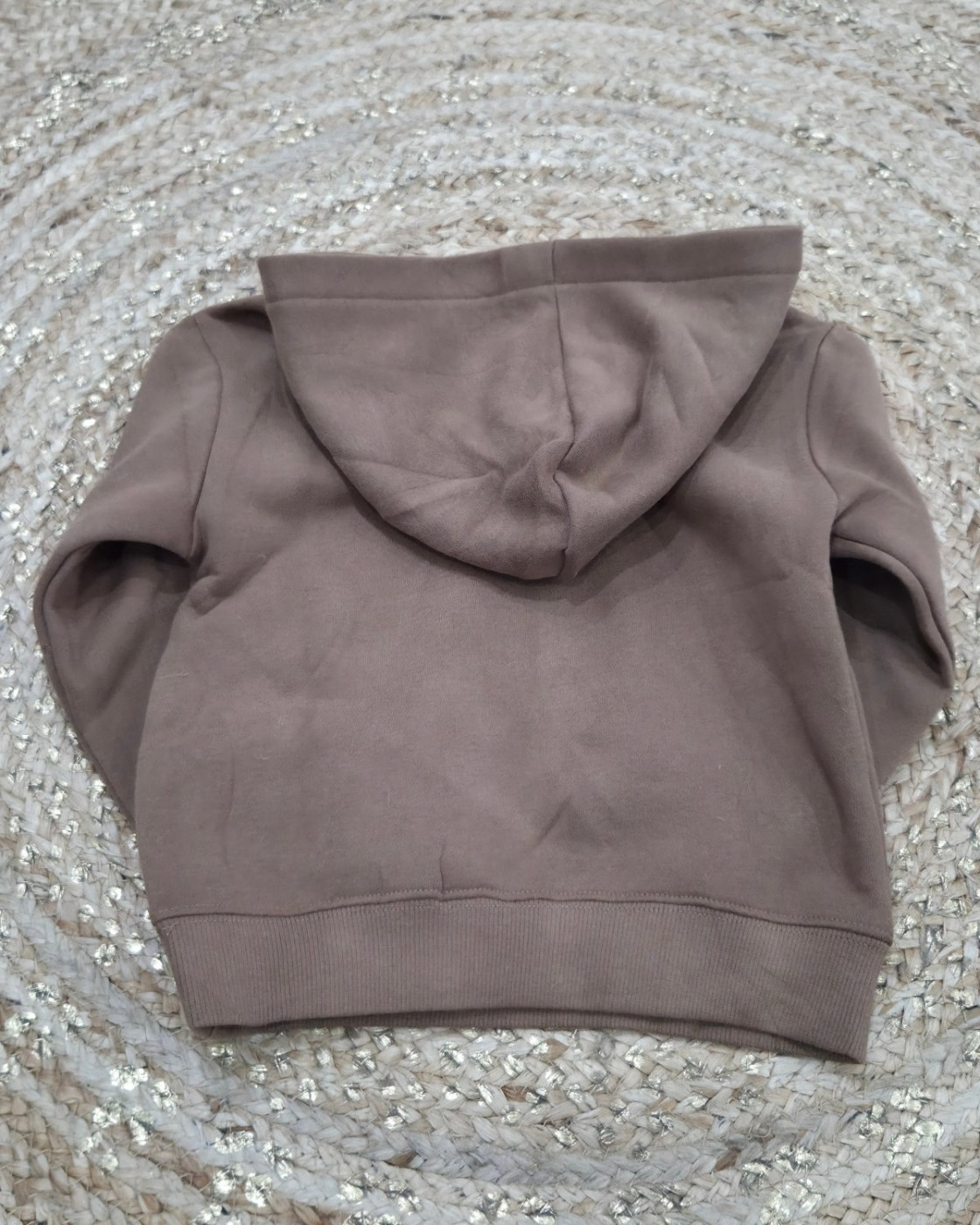 Sweat capuche enfant marron coeur léopard