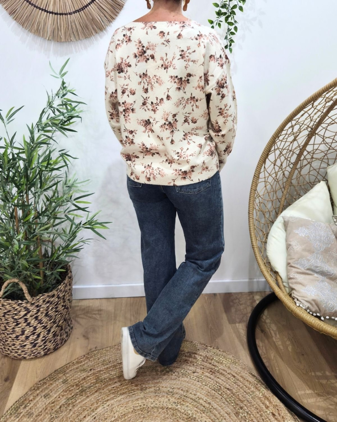 Pull femme col V pailleté Olya