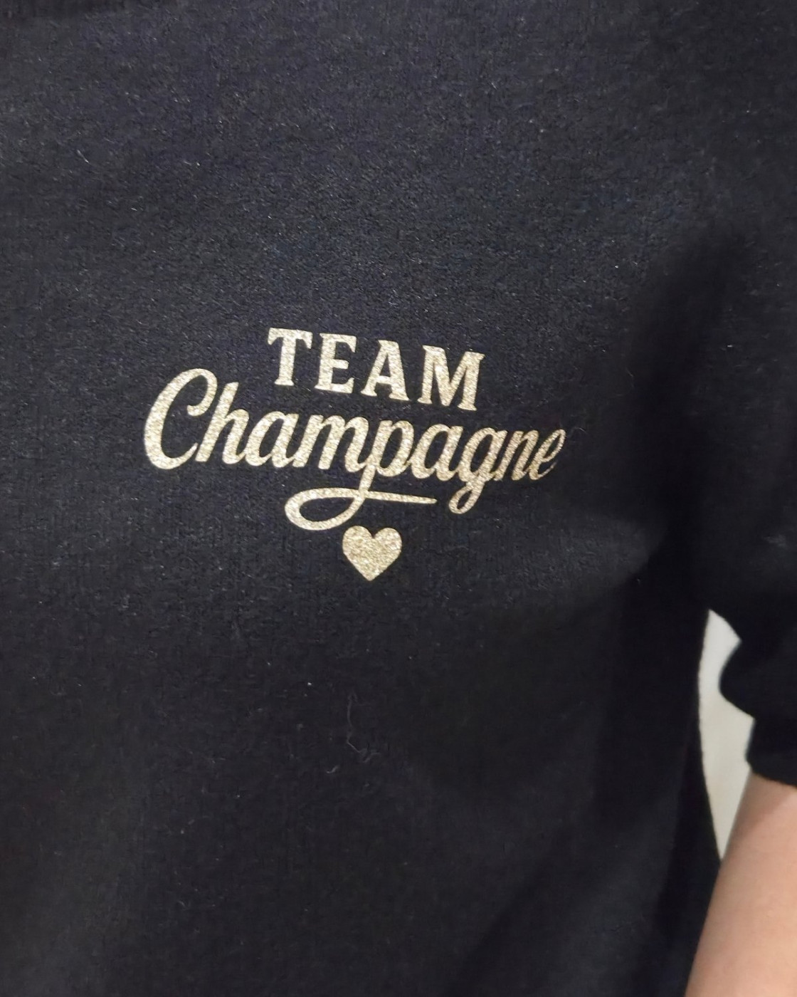 Pull court femme uni col rond team champagne doré Clématite