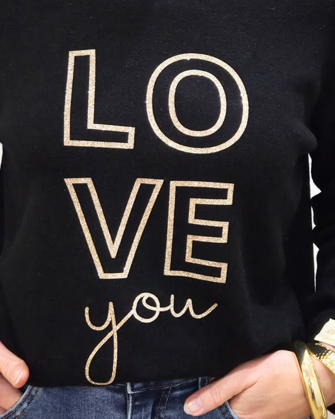 Pull femme LOVE YOU pailleté col rond