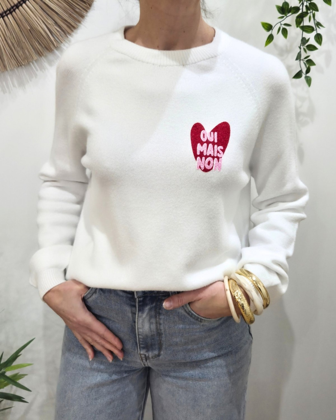 Pull femme coeur OUI MAIS NON