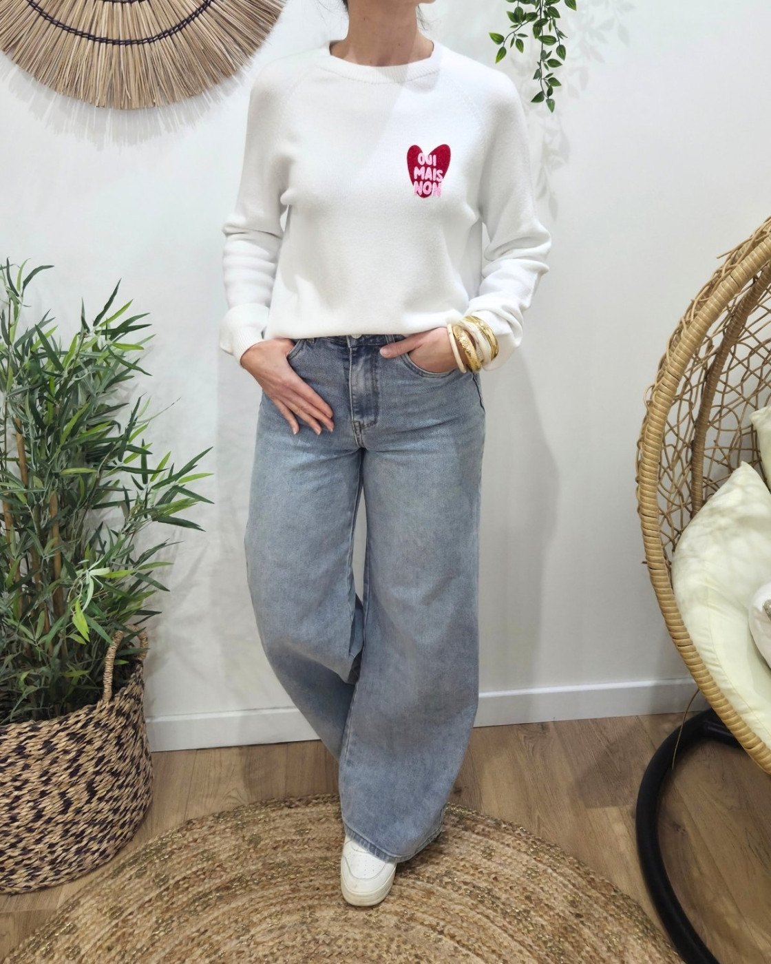Pull femme coeur OUI MAIS NON