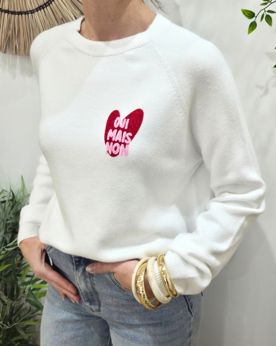 Pull femme coeur OUI MAIS NON