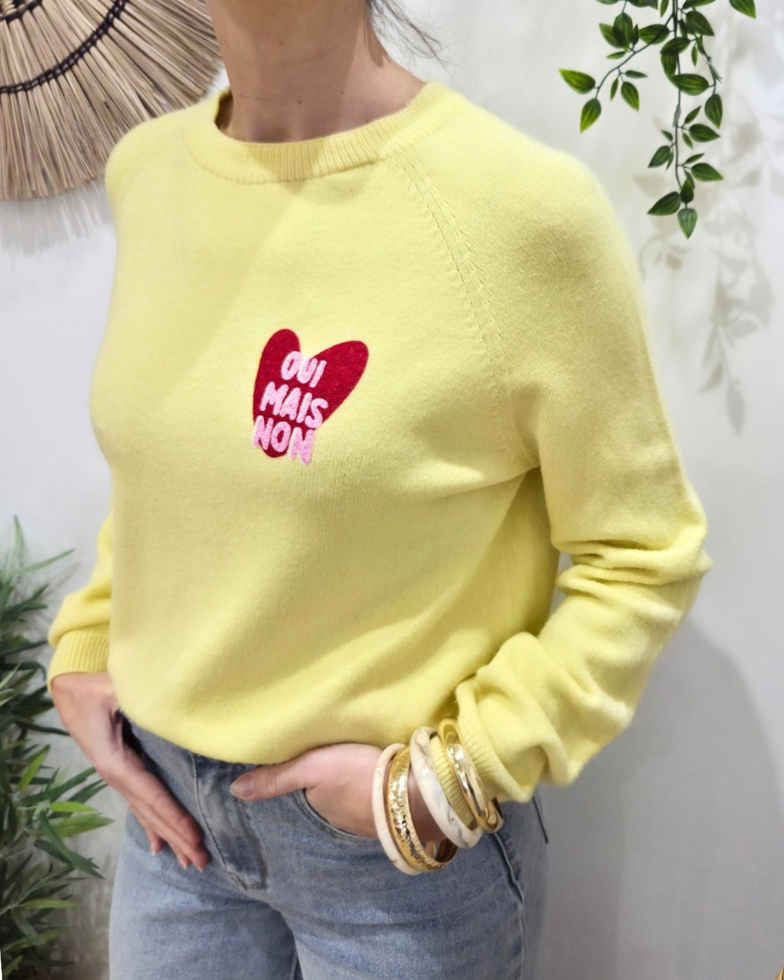 Pull femme coeur OUI MAIS NON