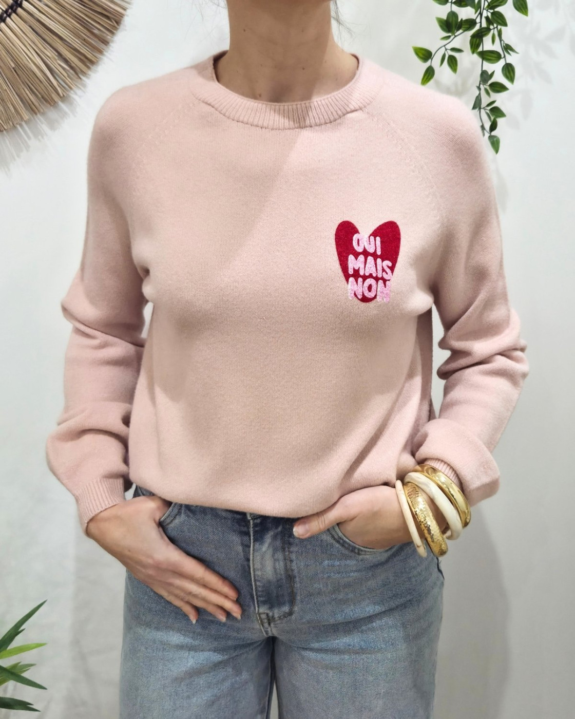 Pull femme coeur OUI MAIS NON